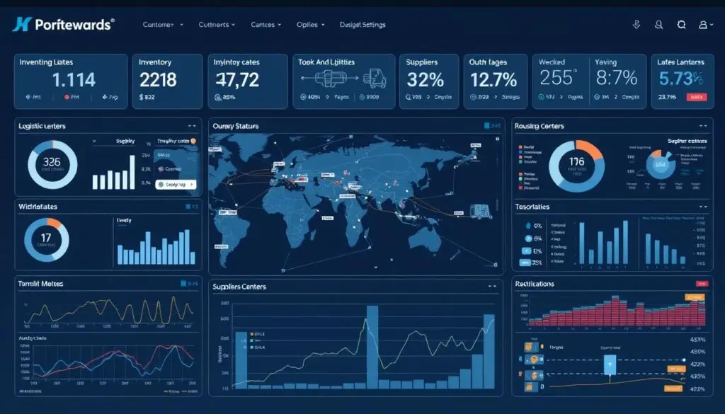Fleet management software dashboard showing real-time supply chain visibility and inventory tracking