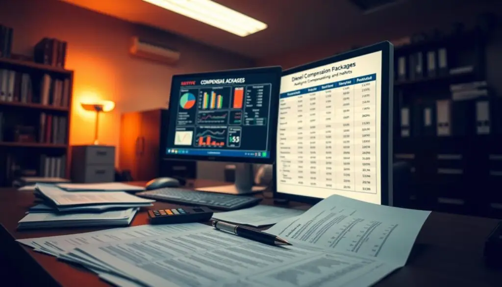 Chart comparing technician compensation packages across trucking, transit, and dealer segments