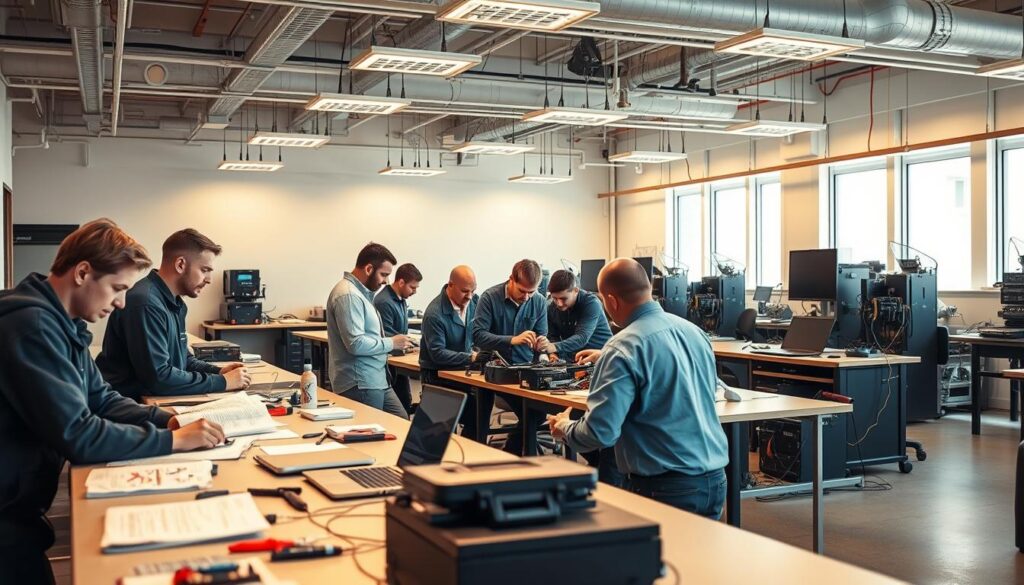 Heavy-duty technician completing certification training