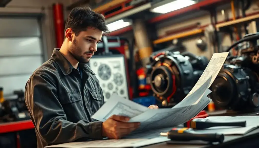 Diesel technician completing certification training on diagnostic equipment