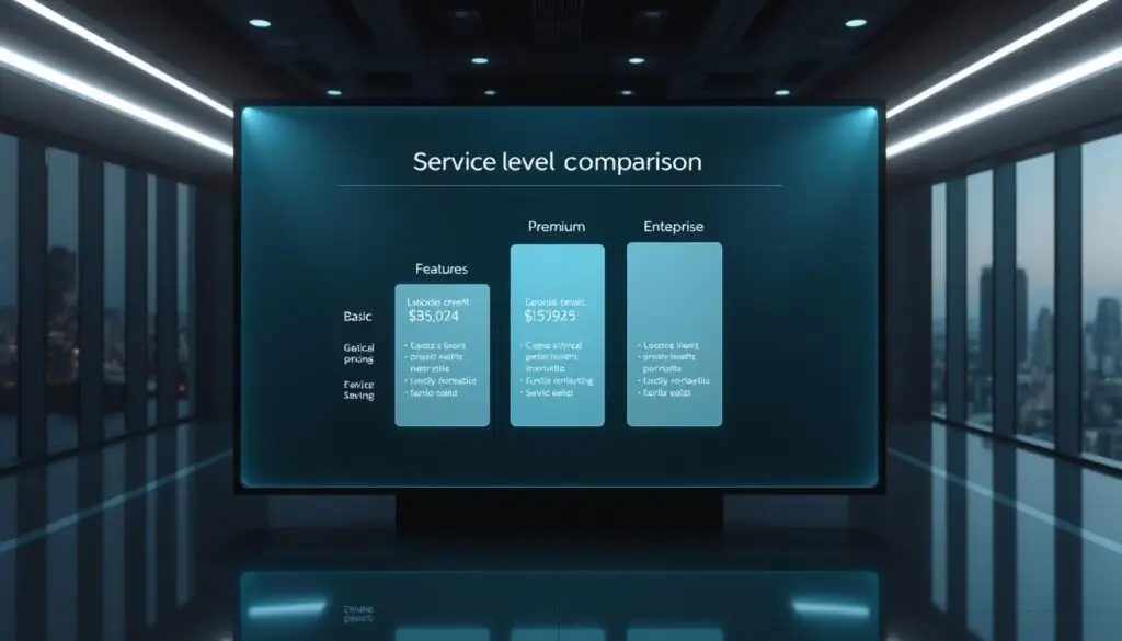 comparison chart of basic comprehensive and premium fleet service pricing tiers