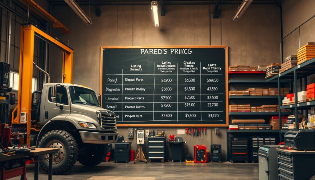 Diagram illustrating tiered service pricing options for truck repair shops