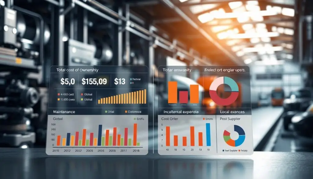 Total cost of ownership analysis diagram showing complete expense factors for fleet parts supplier evaluation