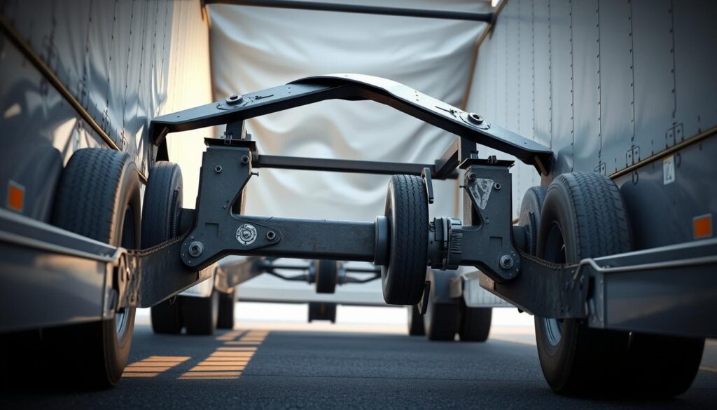 Trailer frame inspection showing stress points that cause axle misalignment