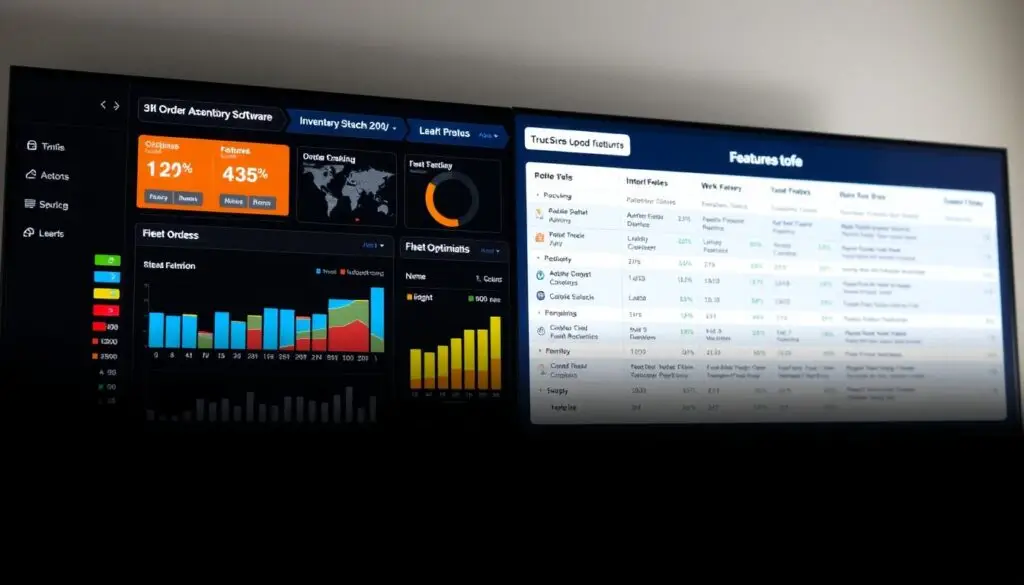 Side-by-side comparison of truck maintenance software interfaces