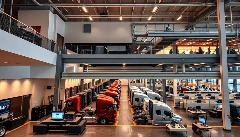 Organization chart showing multi-location management hierarchy for commercial truck service operations