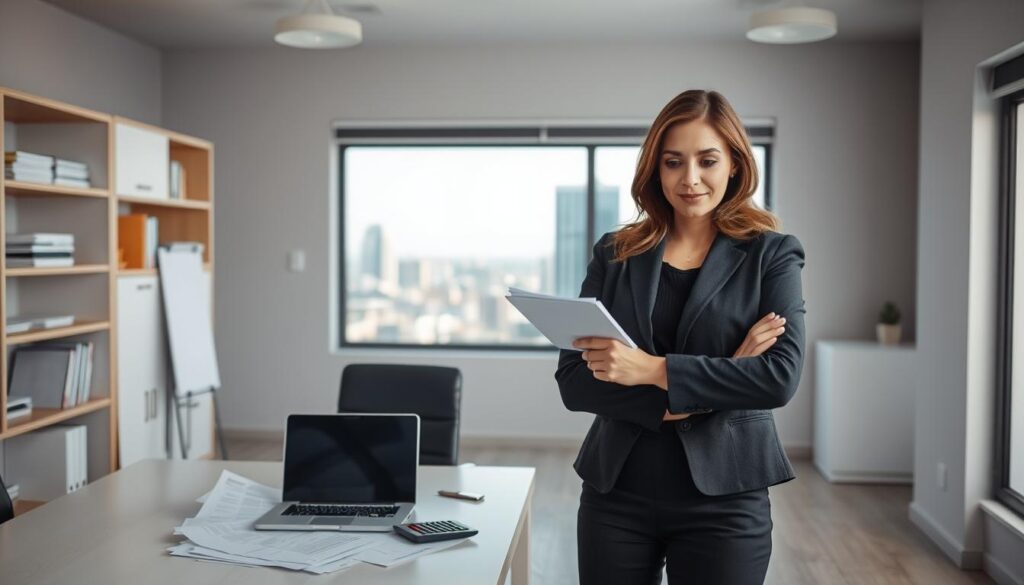 Financial documents and truck purchase paperwork for women starting trucking businesses