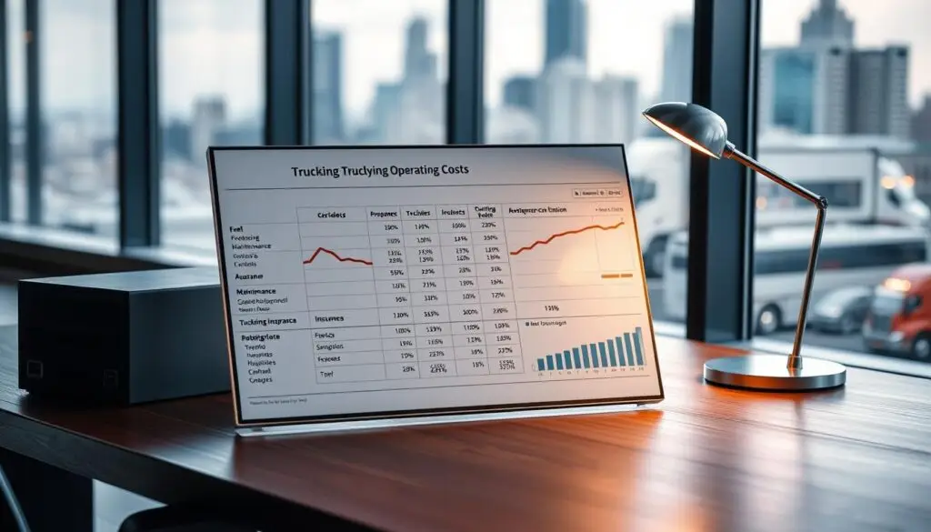 Breakdown chart of trucking operating costs including fuel, insurance, maintenance, and labor