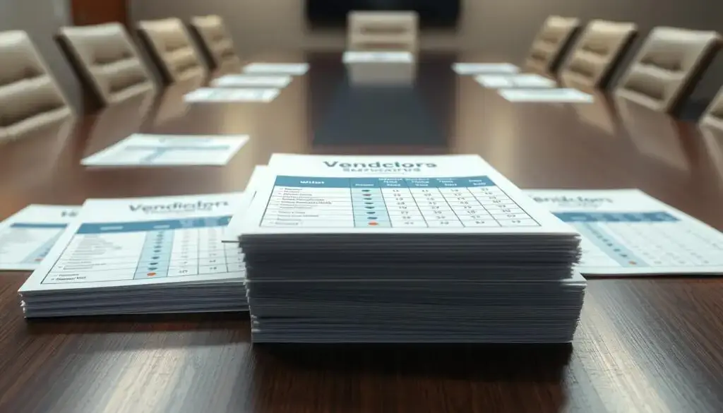Weighted vendor scorecard template showing quality, delivery, cost, and service categories