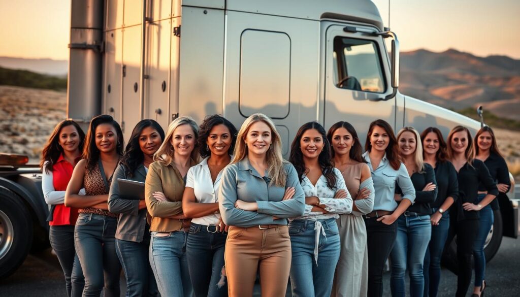 Infographic showing women trucking demographics and industry growth trends