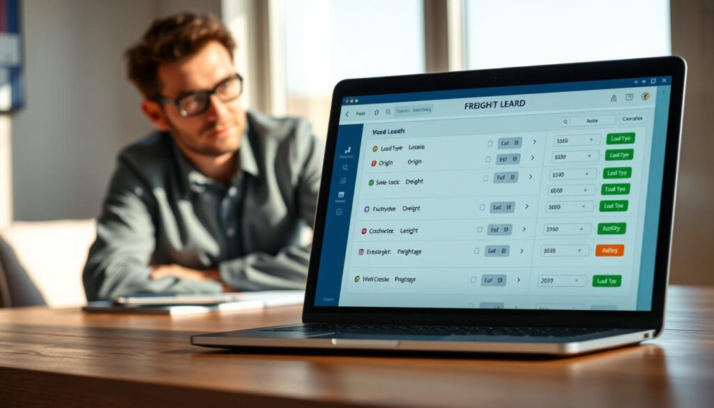 Truckstop.com load board interface with freight filtering options