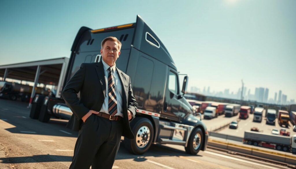 Commercial truck accident scene demonstrating liability exposure for owner operators