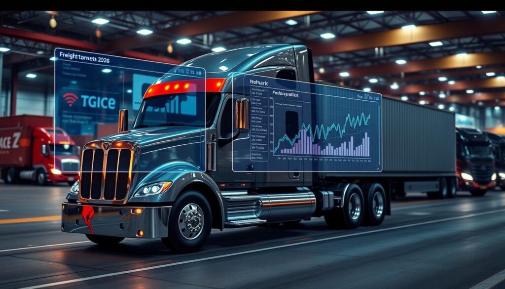 Commercial trucking freight market analysis chart showing 2026 projections for capacity and rates