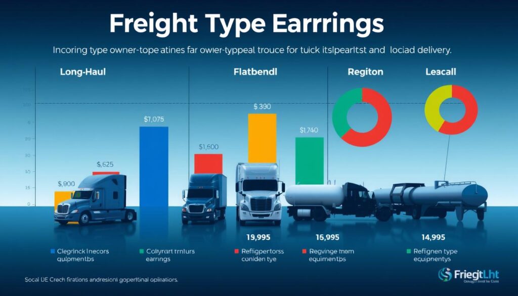 Bar chart comparing earnings across dry van, refrigerated, flatbed, and tanker trucking sectors