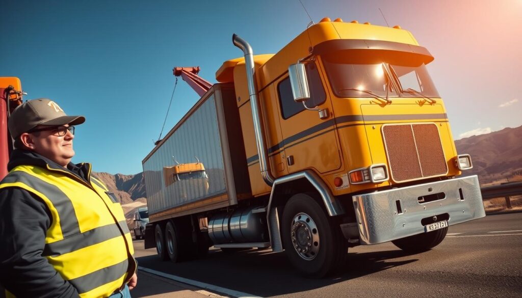 Heavy duty towing recovery operation for commercial truck
