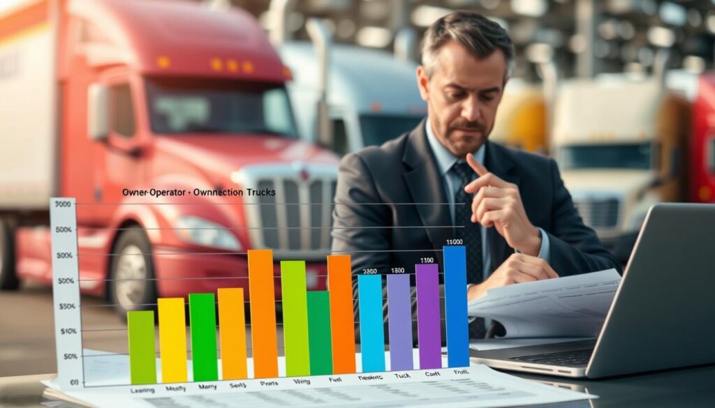 Chart comparing total costs of leasing versus purchasing a semi truck over five years