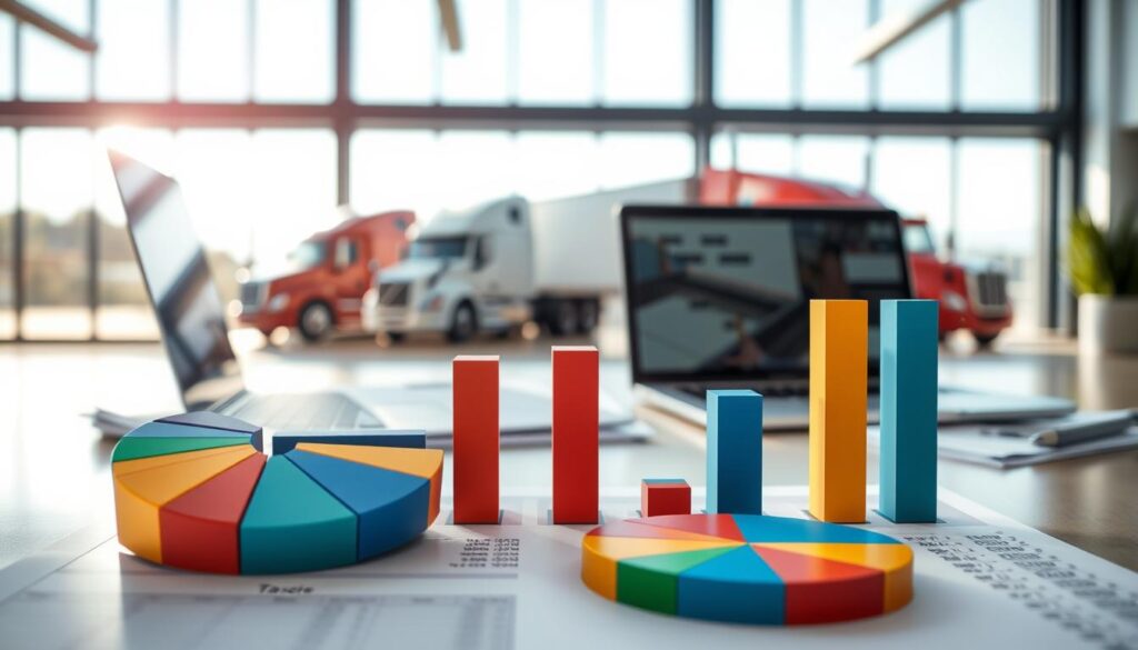 Pie chart showing breakdown of owner operator expenses including fuel, insurance, maintenance, and truck payments