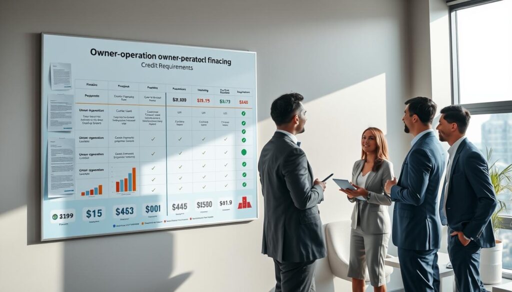 Credit score tiers showing financing options available at each level for owner operators