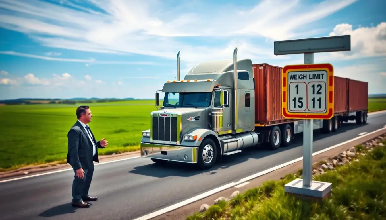 Map showing regional trucking regulations by state including weight limits, permit requirements, and compliance zones across the United States
