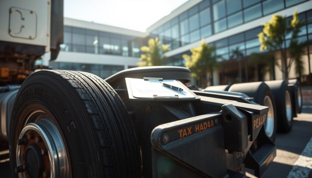 Semi truck at fuel island demonstrating commercial vehicle operating expenses and fuel deductions