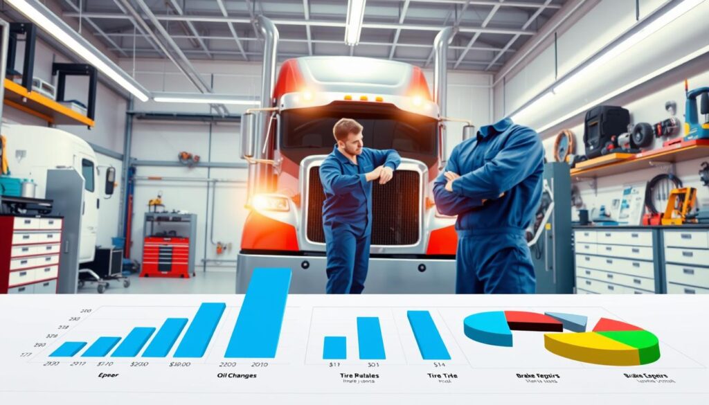 Pie chart showing breakdown of annual maintenance costs by category for owner operators