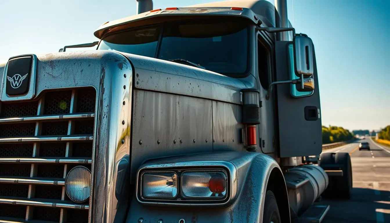 Used semi truck on dealer lot ready for owner-operator purchase