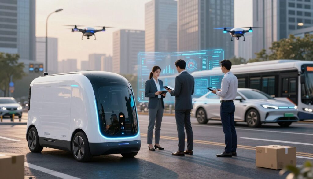 Timeline showing AI adoption in transportation from basic telematics to comprehensive intelligent fleet systems