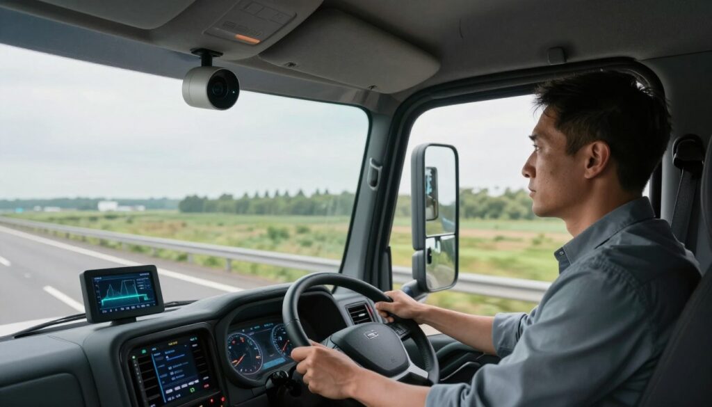 AI dashcam driver behavior analytics dashboard showing safety scores and coaching opportunities