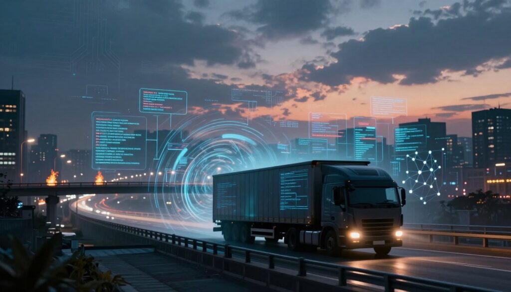 Cybersecurity analyst monitoring AI-driven attack patterns targeting fleet management systems