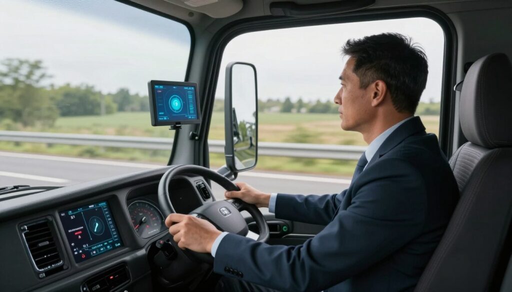 Computer vision system identifying cell phone distraction in commercial truck driver