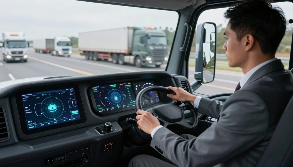 Fleet management telematics dashboard showing AI driver safety monitoring data and analytics