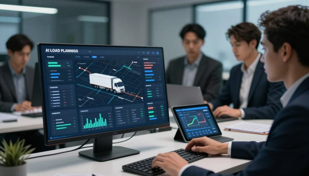 AI load planning technology dashboard showing real-time fleet optimization interface
