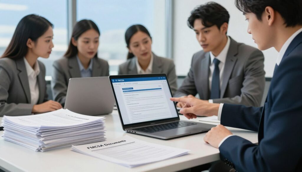 FMCSA documentation requirements and electronic document submission process for carrier registration