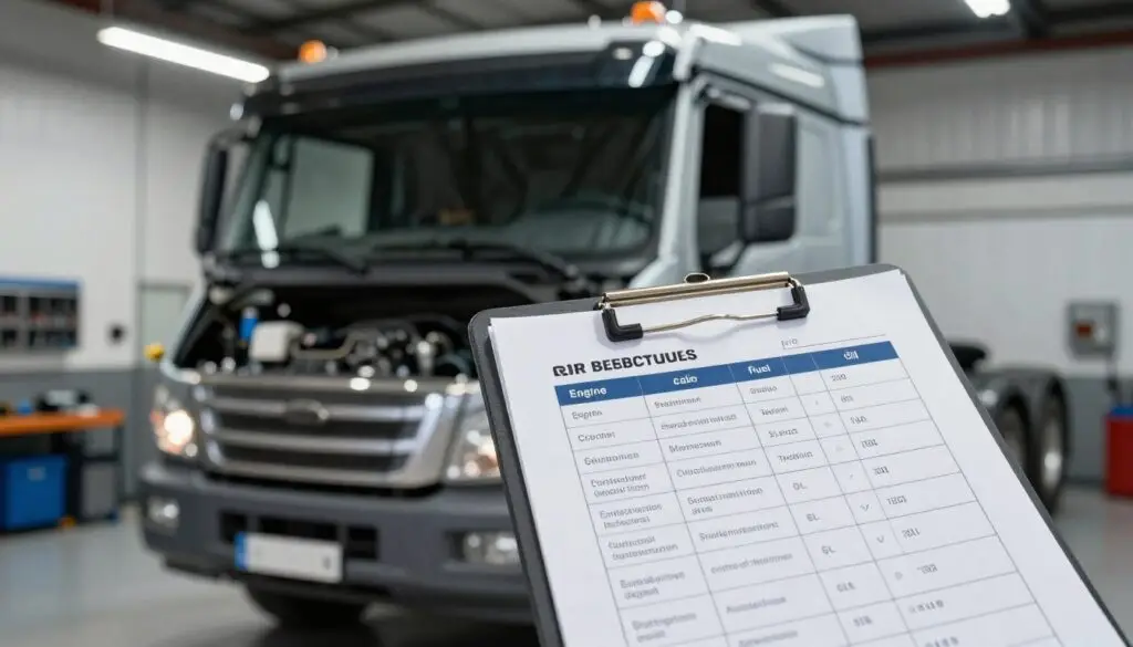 Heavy duty truck air filter element being replaced during scheduled maintenance