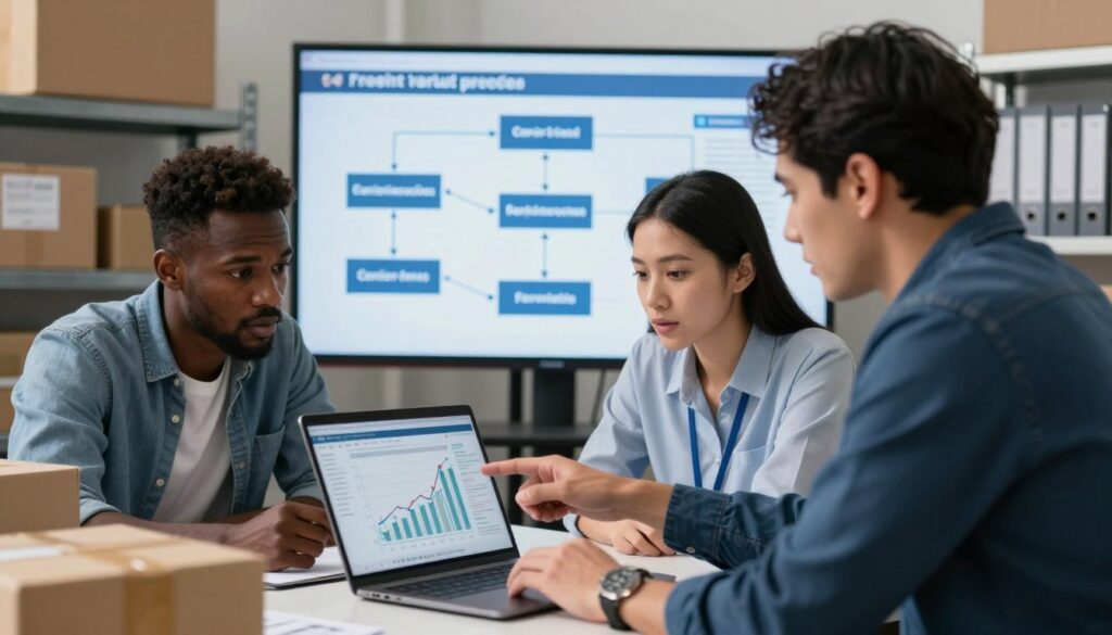 Flowchart showing carrier verification process steps for freight fraud detection