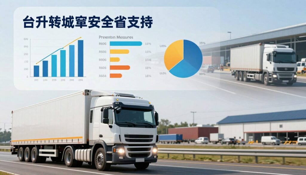Commercial trucking safety statistics dashboard displaying accident trends and prevention data points