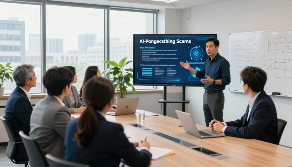 Fleet employees participating in cybersecurity awareness training with interactive phishing simulation exercises