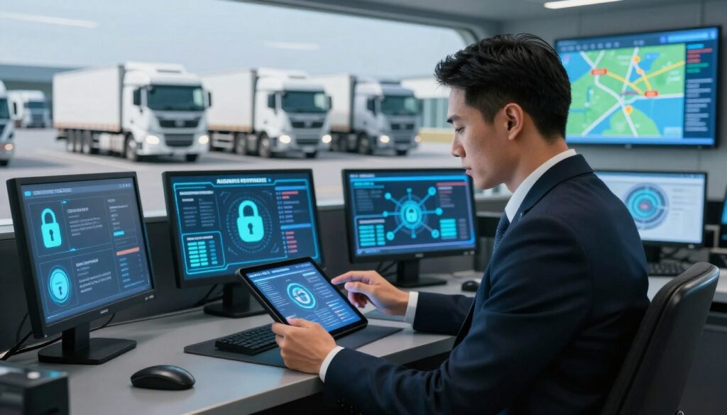 Infographic showing cybersecurity best practices for trucking companies