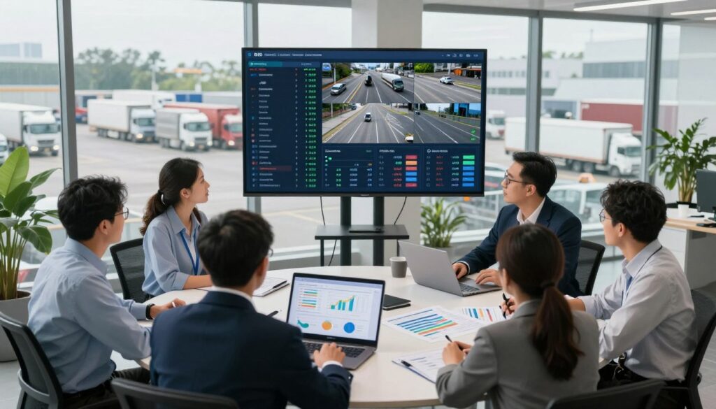 Dashboard showing dash cam ROI analysis with cost savings breakdown for fleet operators