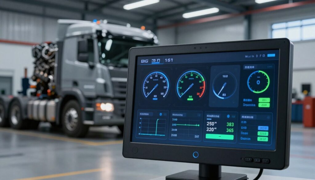 Digital dashboard showing engine hours monitoring system for fleet maintenance tracking