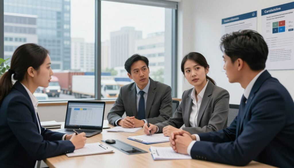 Fleet manager reviewing carrier verification documents to prevent fictitious pickup fraud