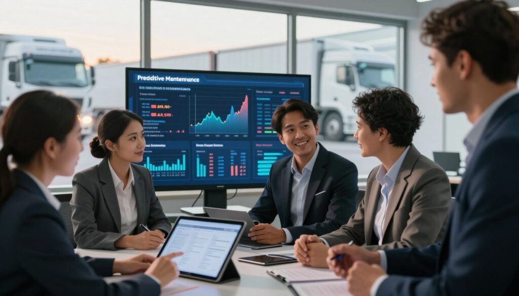 Financial dashboard comparing maintenance costs before and after predictive maintenance implementation