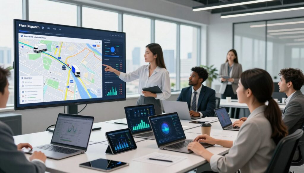 Fleet dispatch software interface showing digital transformation of trucking dispatch operations