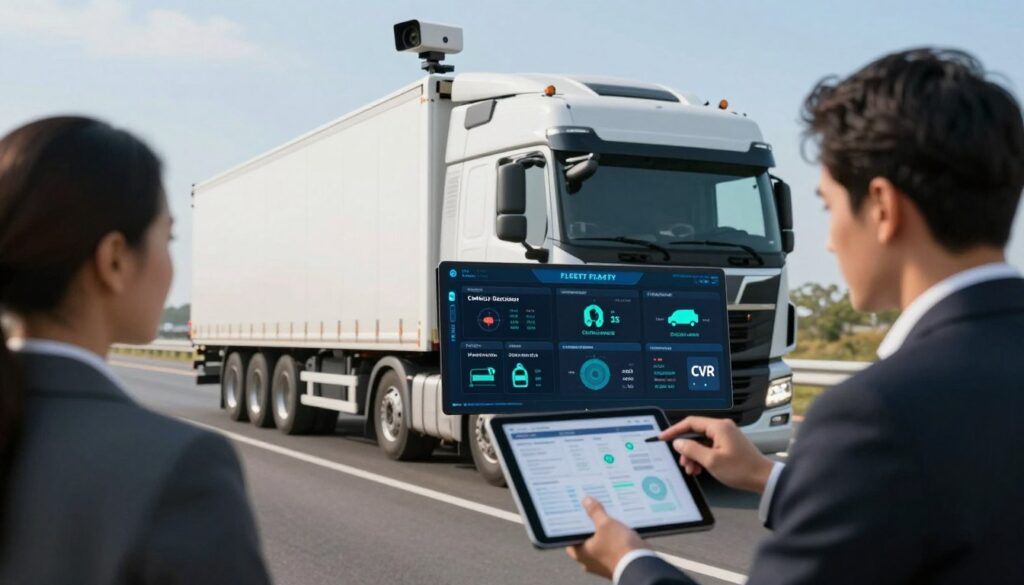 Side-by-side comparison interface showing features of leading fleet safety technology platforms