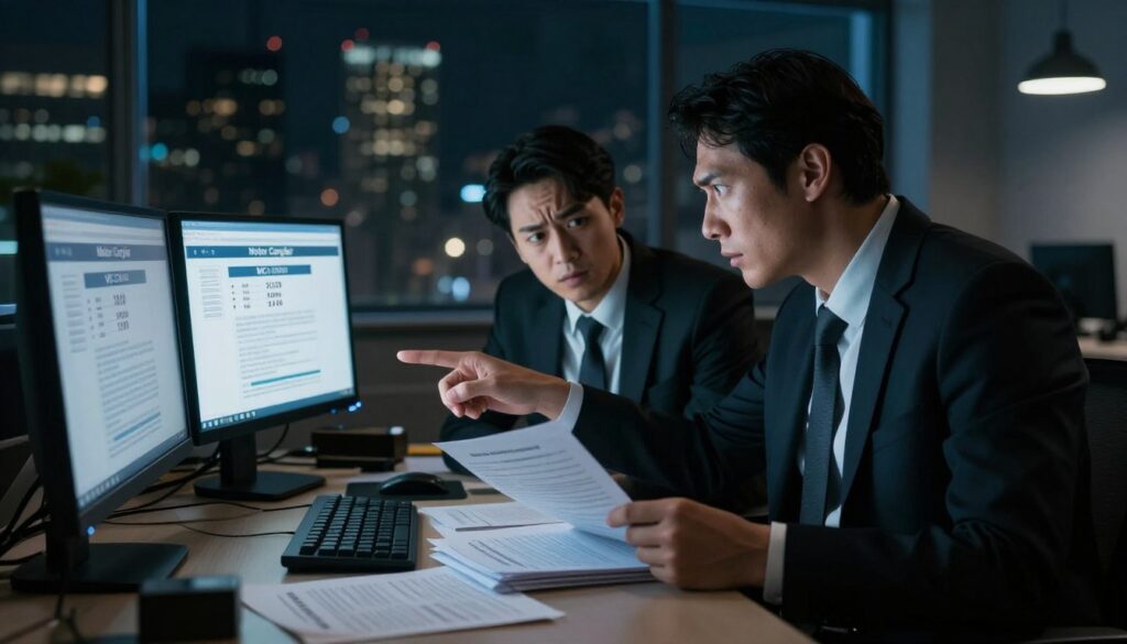 Illustration showing how fraudulent brokers create fake MC numbers to deceive carriers in freight fraud schemes