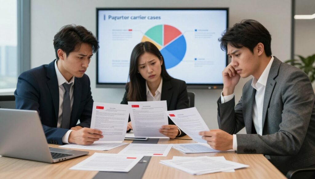 Fleet manager identifying red flags in carrier documentation during verification process