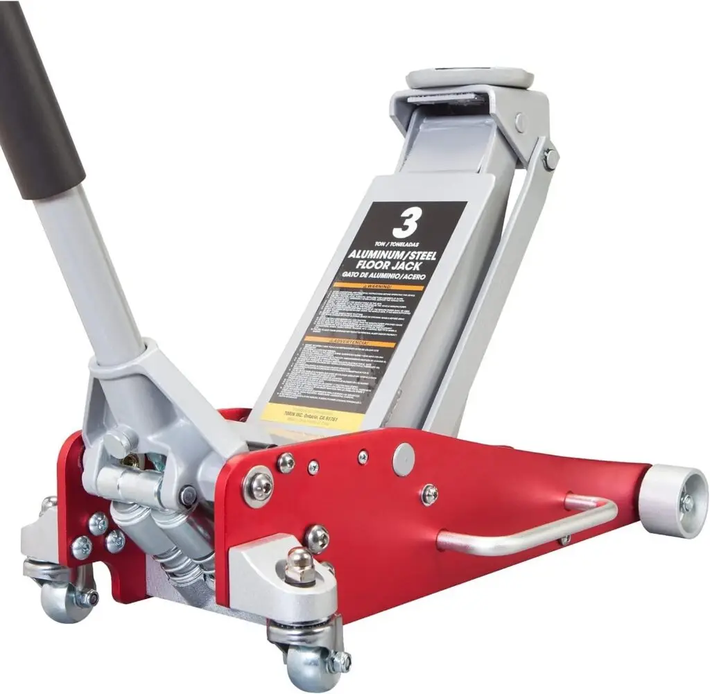 Big RED 3 Ton Floor Jack,Aluminum and Steel Hydraulic Low Profile Car Jack with Dual Piston Quick Lift Pump,Lightweight Racing Floor Jack for Vehicle,6,000 lb