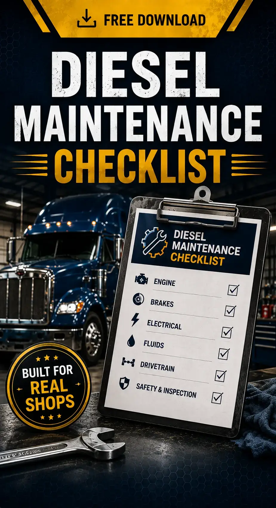 Free Diesel Maintenance Checklist download for heavy-duty truck maintenance