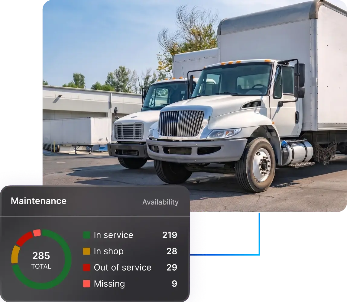 Fleet maintenance coordinator reviewing AI-generated maintenance alerts and work orders on a dashboard