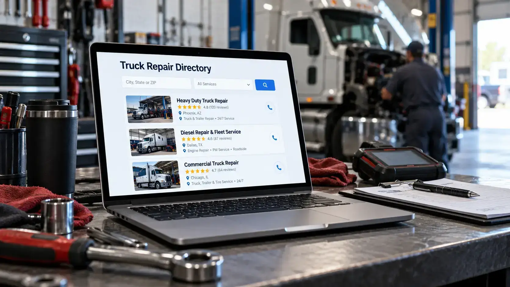 Truck repair directory marketing guide for improving heavy-duty shop online visibility